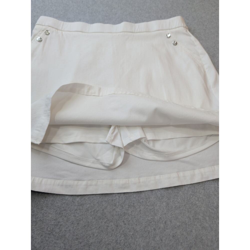 Rafaella Comfort White Skort Skirt w/Shorts LARGE 18" Length Golf Pickleball - Picture 2 of 8